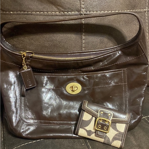 NWOT Authentic Vintage Hobo COACH original Dark Brown & Matching Logo Wallet - Picture 4 of 14